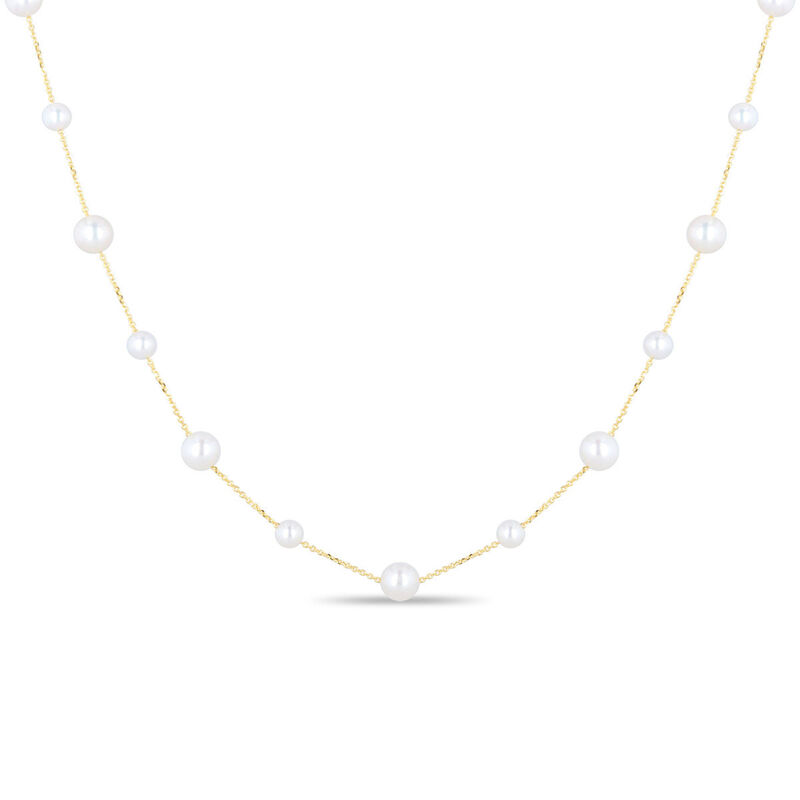 Collar Oro Amarillo 14k Perlas Blancas Ajustabl... image number null