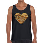 Tank Top Word Art Para Hombre - Coraz&oacute;n de Acci&oacute;n de Gracias - Negro