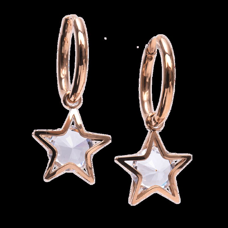 Aretes Arracadas Mujer Oro Rosa 18k Estrellas C... image number null