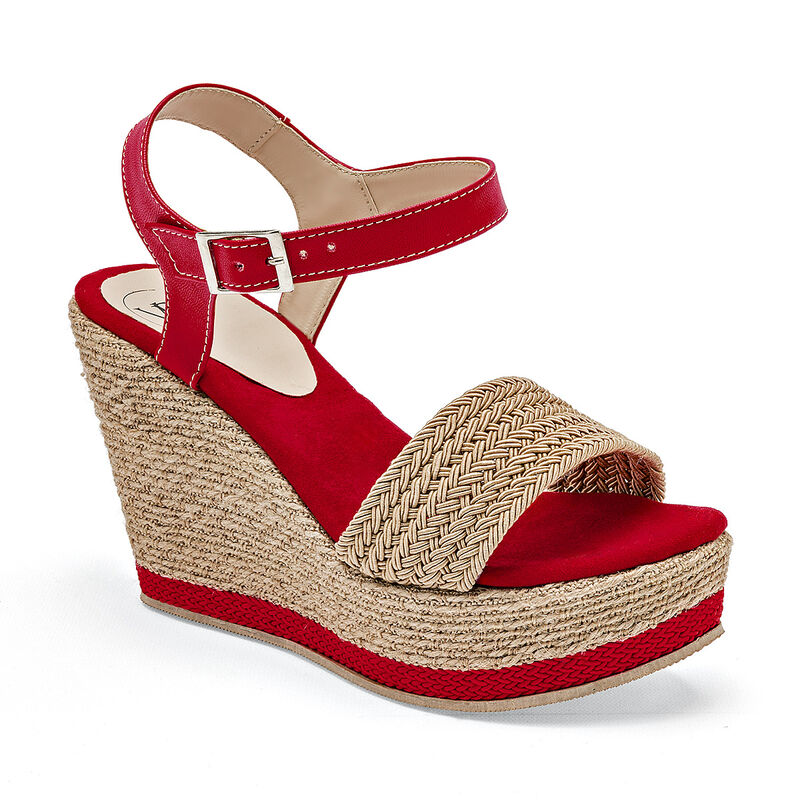 Moramora sandalia cu&ntilde;a para mujer beige rojo co... image number null