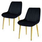 Set 2 Sillas Comedor Tapizadas Terciopelo Elegantes Negro