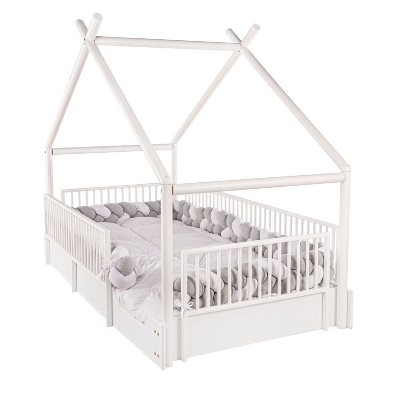 Cama Moderna Montessori de Madera con Barandale... image number null