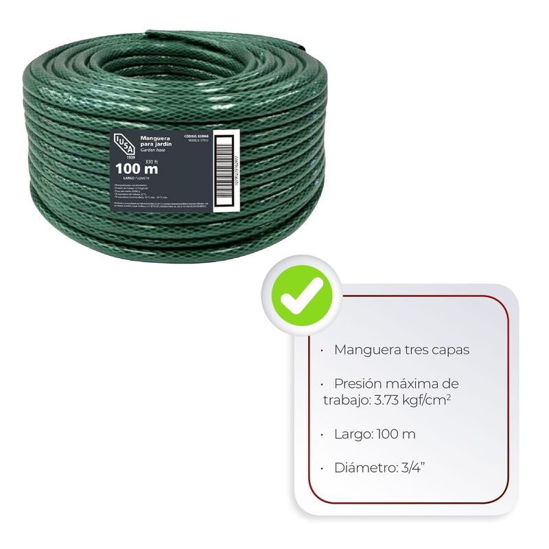 Rollo De Manguera Flexible Tricapa, Iusa, 100 M... image number null