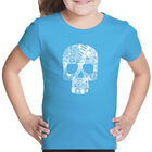 Camiseta Word Art Para Ni&ntilde;a - Calavera Rock & Roll - Turquesa