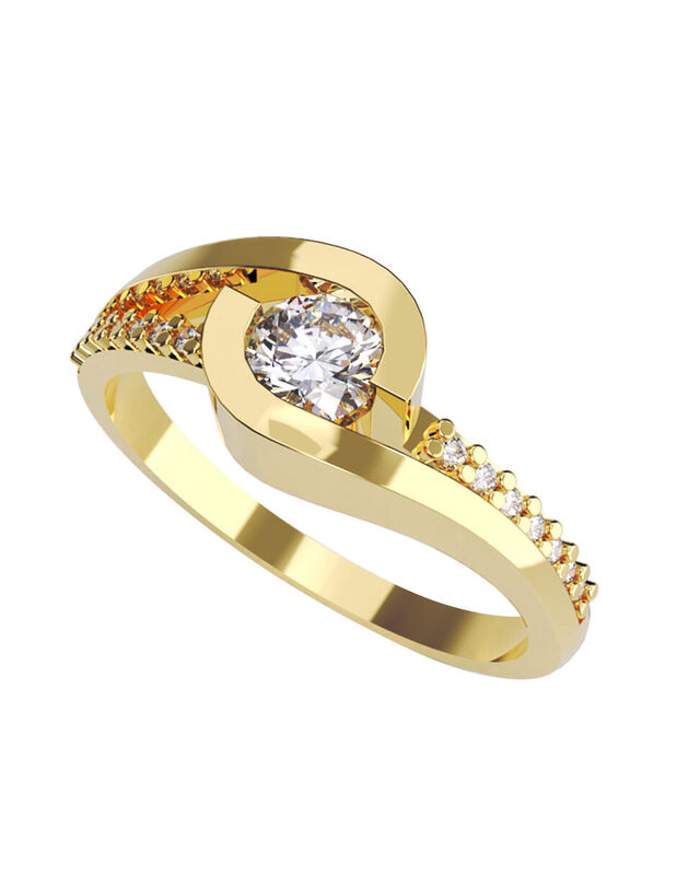 Anillo de Compromiso en Oro Amarillo 14K con Ci... image number null