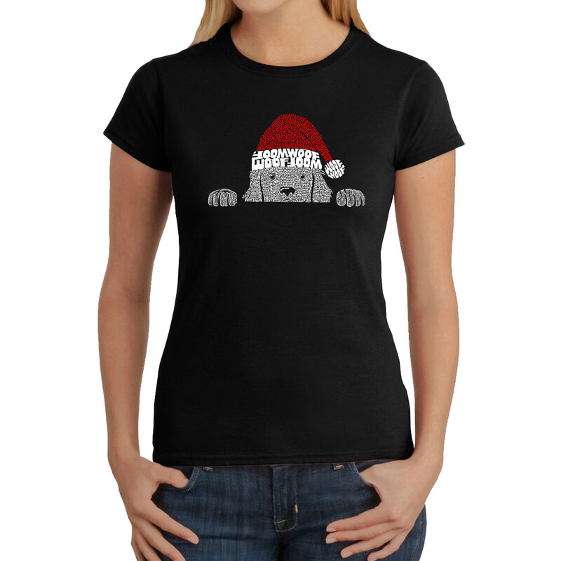 Camiseta Word Art Para Mujer - Perro Navide&ntilde;o A... image number null