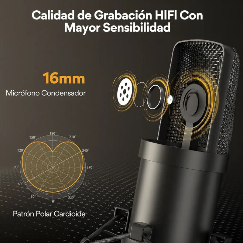 Micr&oacute;fono Gamer Condensador Usb, Eptison 192khz... image number null