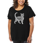 Camiseta De Talla Grande Word Art Para Mujer - Gato- Negro