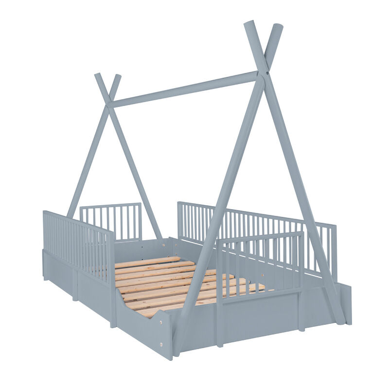 Cama Infantil Tipi Estilo Montessori Duduk - Az... image number null