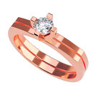 Anillo de Compromiso de 14K con Diamante de Laboratorio 0.20 CT F VS1 Talla 6 ORO ROSA 14K&ndash; / FJ846-20-14R-LG-6