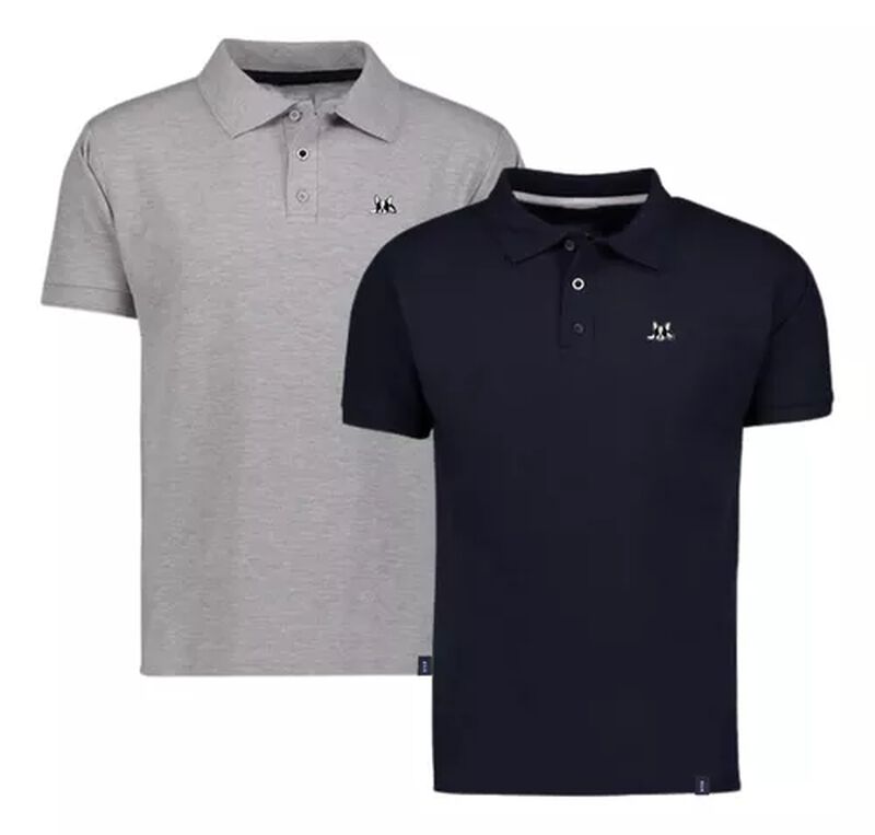 Jaspe y Marino Polo Clasica De Hombre Manga Cor... image number null