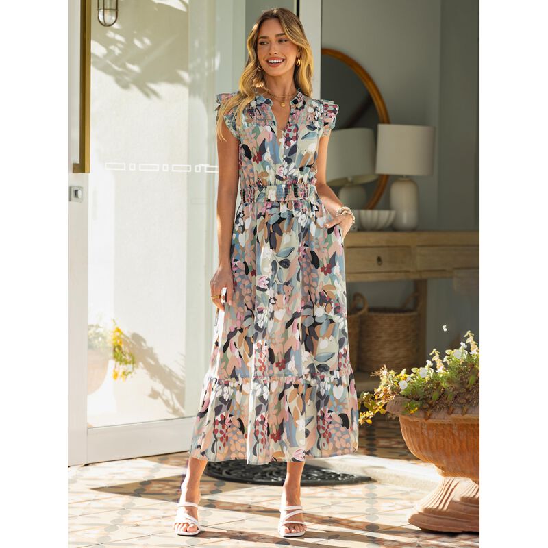 Vestido Maxi Floral Simplee Con Manga Cap - Ver... image number null