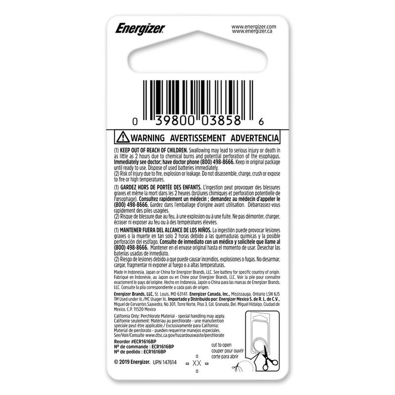 Pila Energizer Bot&oacute;n 1616 Blister 1 Unidad &times; image number null
