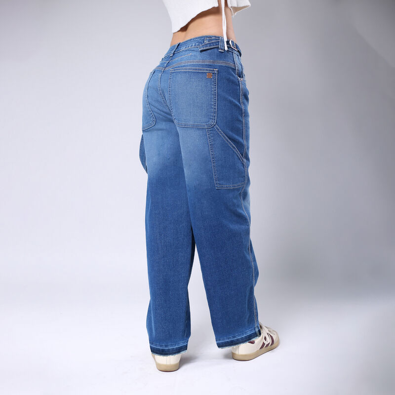 Pantal&oacute;n Barrel Mujer Tiro Medio Mezclilla Sb47... image number null