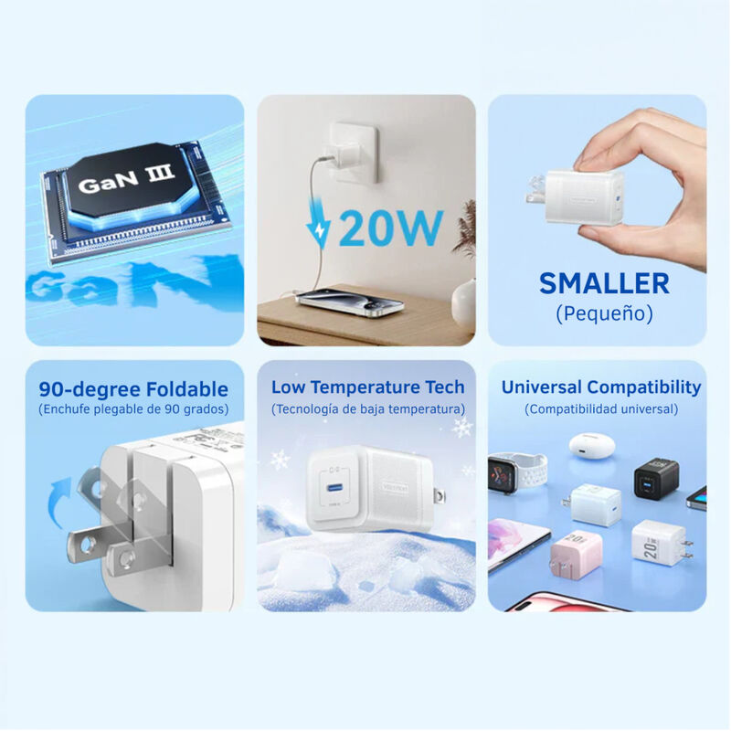 Cargador Turbo USB-C VENTION GaN de 20W Blanco ... image number null