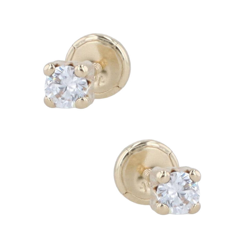 Broqueles Oro Amarillo 10k Con Zirconias (3mm A... image number null