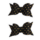 Mini Moños Para Cabello Negro Puntos Dorados