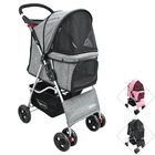Carriola para Mascotas Cochecito para Perros y Gatos Pequeños -Medianos Plegable Cesta de Almacenamiento Ruedas con Freno -Gris