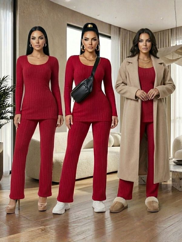 Conjunto 2 Piezas Blusa Manga Larga Y Pantal&oacute;n ... image number null