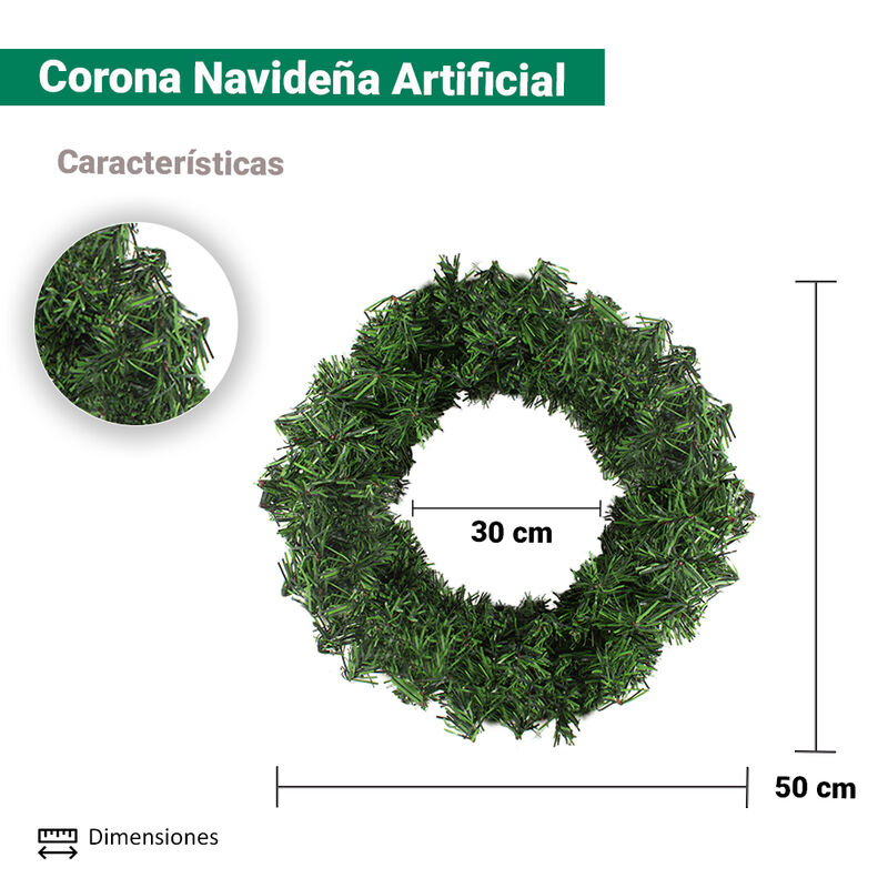 Corona Navideña Verde Pino Adorno Artificial 50... image number null