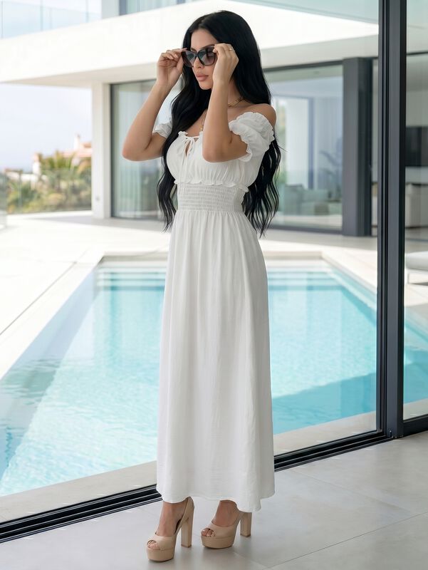 Vestido Maxi Off Shoulder Ves-1056 Blanco Estil... image number null