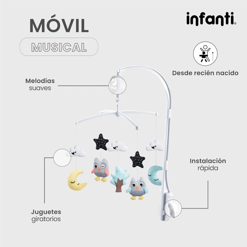 M&oacute;vil Musical B&uacute;hos Con Juguetes Colgantes image number null