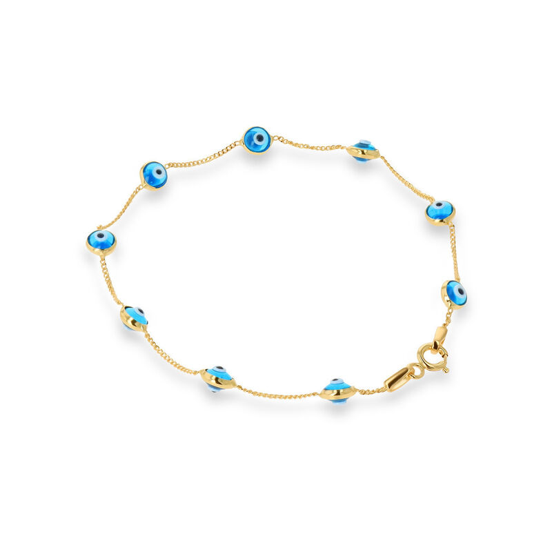 Pulsera Oro Amarillo 14k Ojo Turco Azul 18.5cm ... image number null