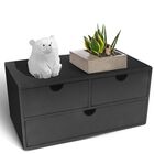 Organizador De Escritorio Charmewooden De 3 Cajones En Bamb&uacute; Negro