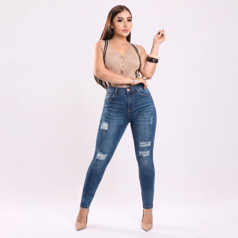 Jeans Savi L4641 Skinny Mujer Tiro Alto Mezclil... image number null