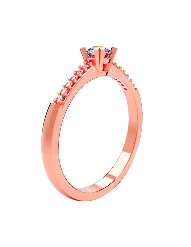 Anillo de Compromiso en Oro Rosa 14K con Circon... image number null