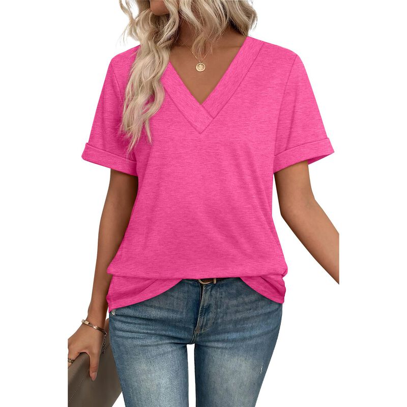 Camiseta Wiholl Cuello V Manga Corta Rosa Talla... image number null