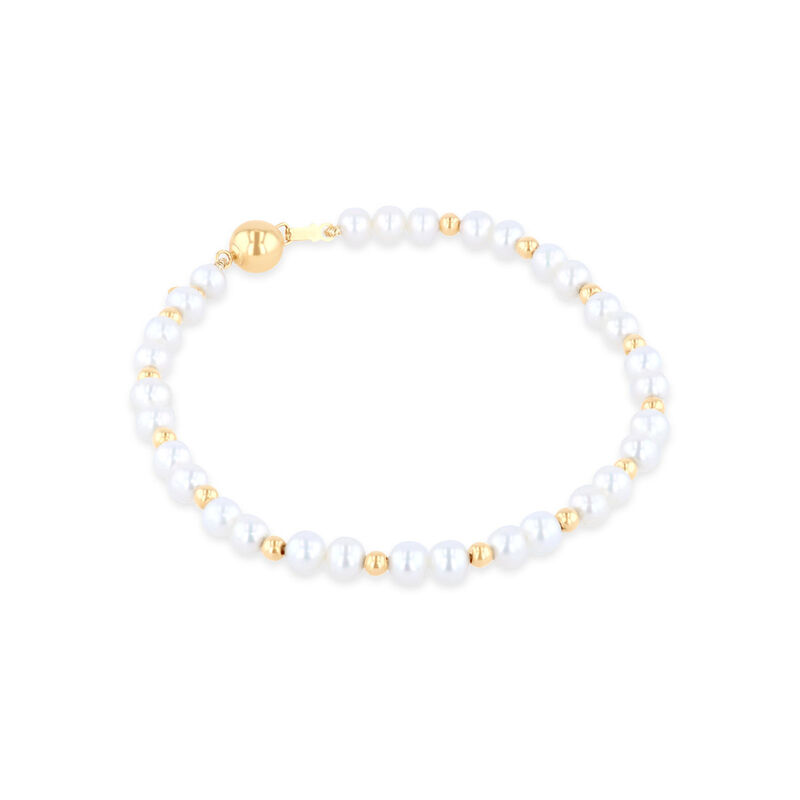 Pulsera De Perlas Y Oro Amarillo 14K (20Cm) image number null