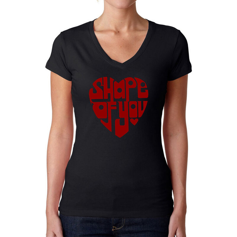 Camiseta De Cuello En V Word Art Para Mujer - S... image number null