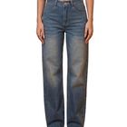Jeans Wide Leg De Mezclilla Mezc-1009 Azul Tiro Alto Corte Recto Amplio Para Mujer