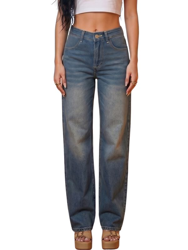 Jeans Wide Leg De Mezclilla Mezc-1009 Azul Tiro... image number null