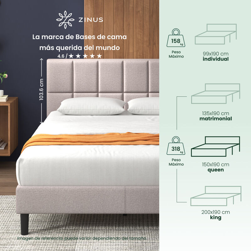 Zinus Leo | Base De Cama Con Cabecera Y Tapiz D... image number null