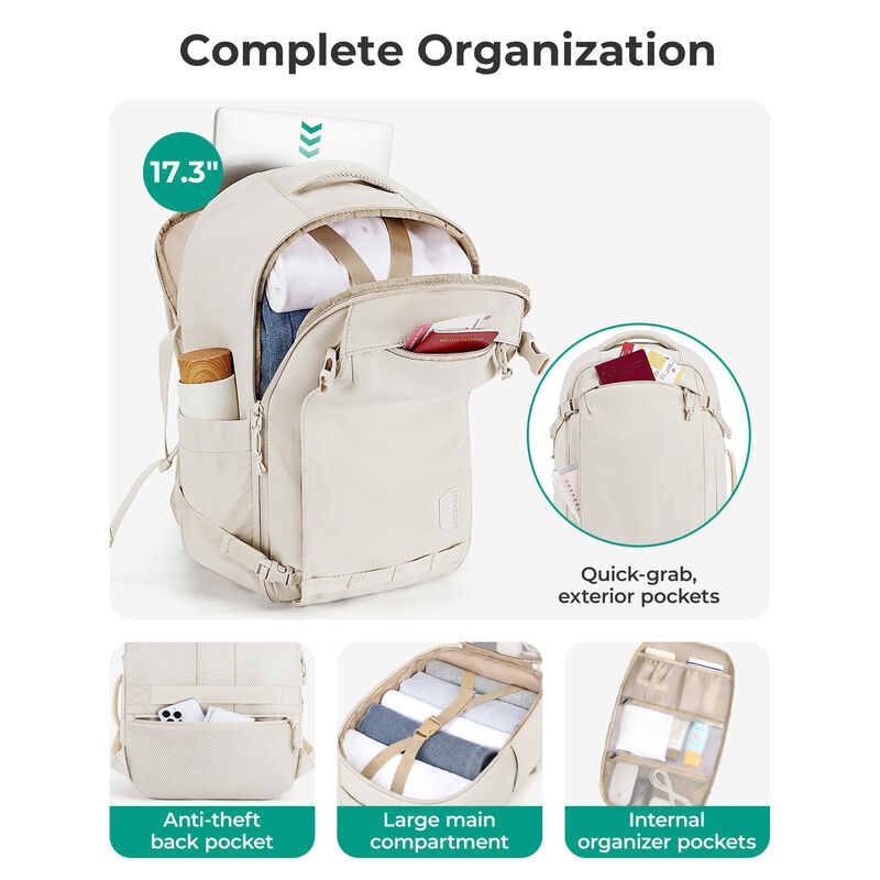 Mochila Bagsmart 17.3" Beige para Viajar image number null