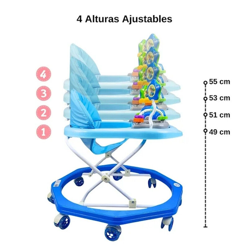 Andadera Beb&eacute; Plegable Azul Musical Juguetero C... image number null