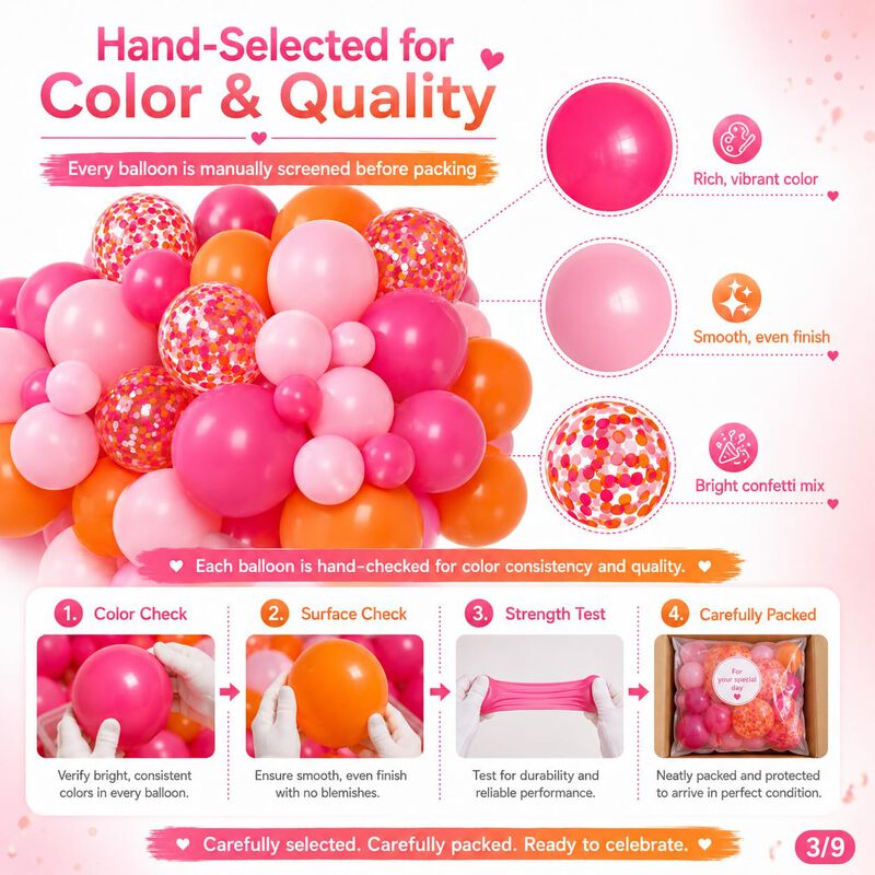 Set De Globos Bbeipulas 73 Piezas Rosa Y Naranj... image number null