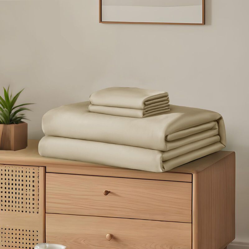 Juego De S&aacute;banas Homiest King Beige 4 Piezas De... image number null