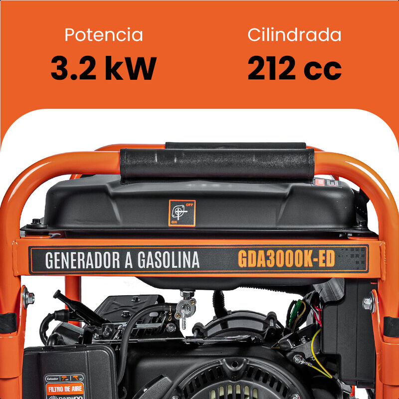 DAEWOO Generador a Gasolina Potencia 3.2 kVA 21... image number null