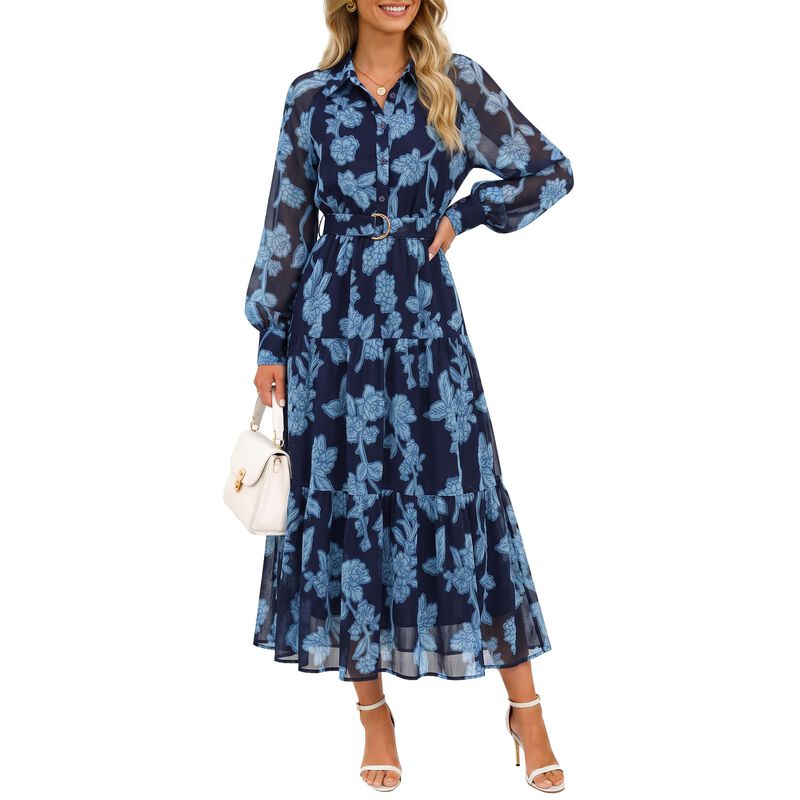 Vestido Maxi Floral Zesica XL Azul Polvo image number null