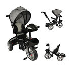 Triciclo Para Ni&ntilde;os Gris 7en1 Con Asiento Giratorio 360,luz,