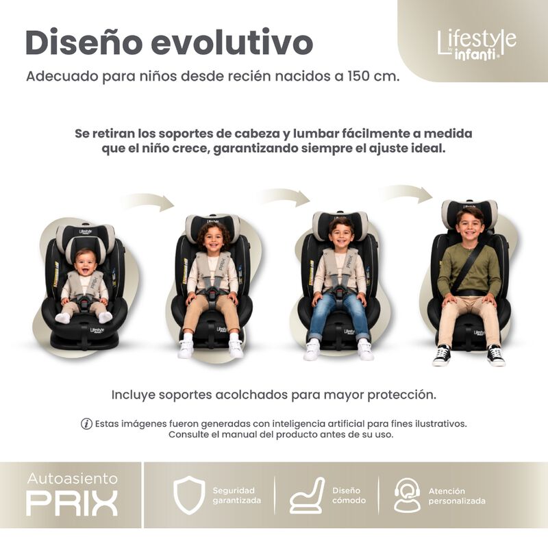 Autoasiento Reclinable Prix Negro / Beige Con S... image number null