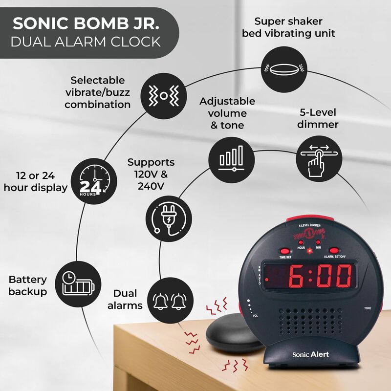 Reloj Despertador Digital Sonic Alert Small Con... image number null