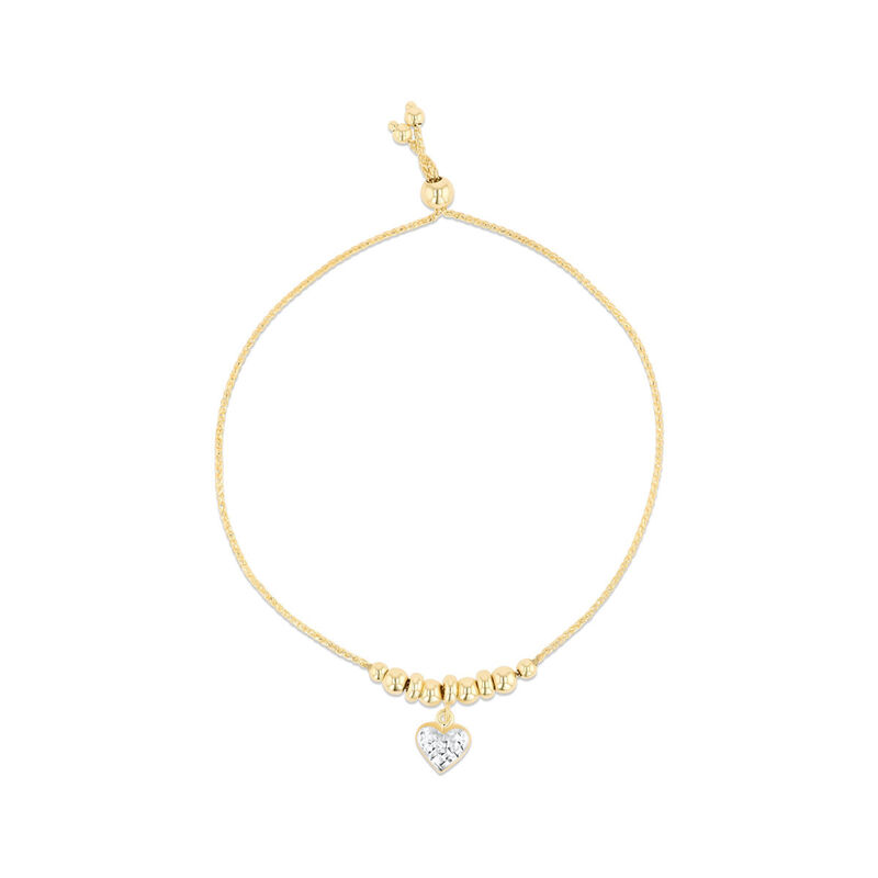 Pulsera De Oro Amarillo Y Blanco 14K Con Coraz&oacute;... image number null