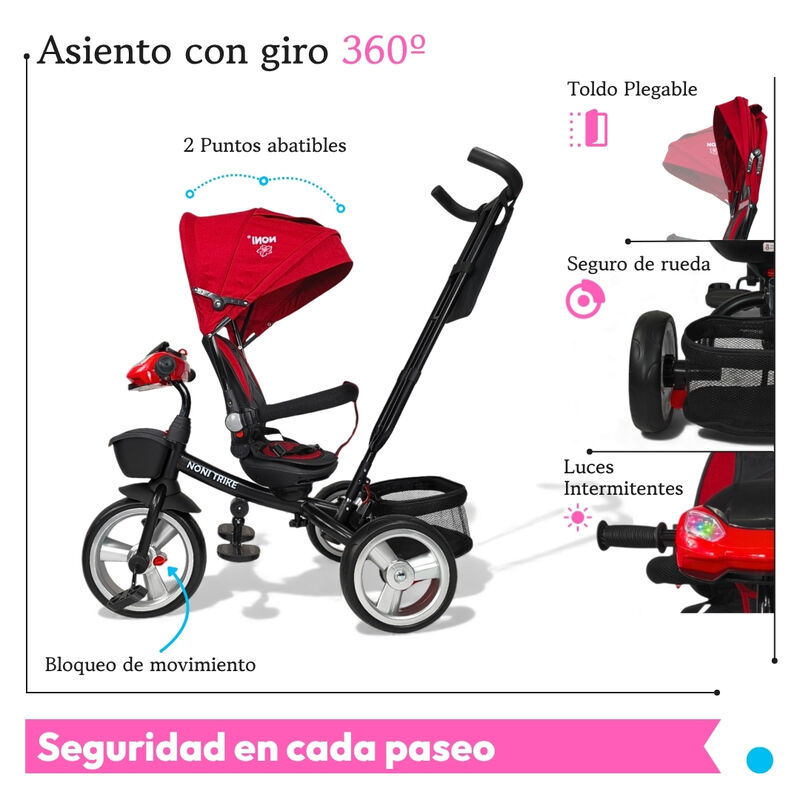 Triciclo Para Ni&ntilde;os 7 en 1 Con Luz Sonid y Asie... image number null