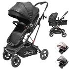 Carriola para Beb&eacute; con Asiento Reversible Convertible a Bambineto Ruedas de Goma Plegable Cintur&oacute;n de 5 Puntos - Negro