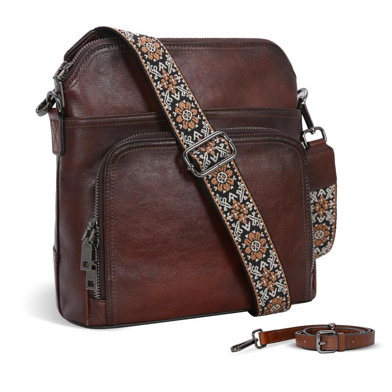 Bolso Iswee De Cuero Bandolera Con 2 Correas image number null