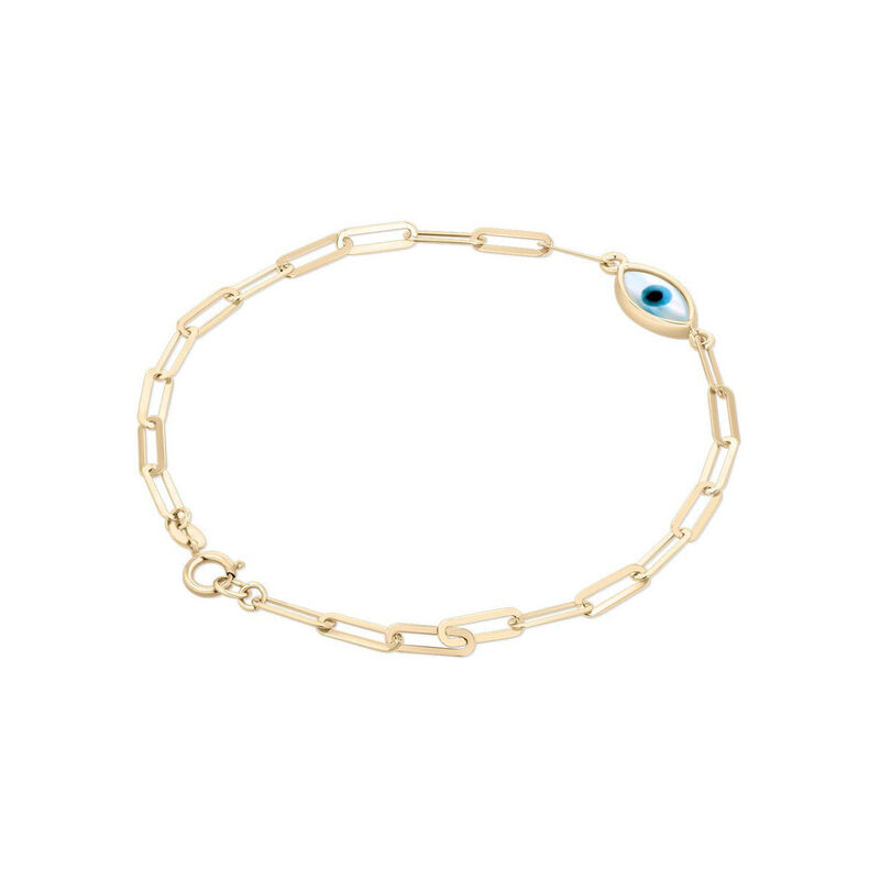 Pulsera De Oro Amarillo 14K Con Ojo Turco (18Cm... image number null